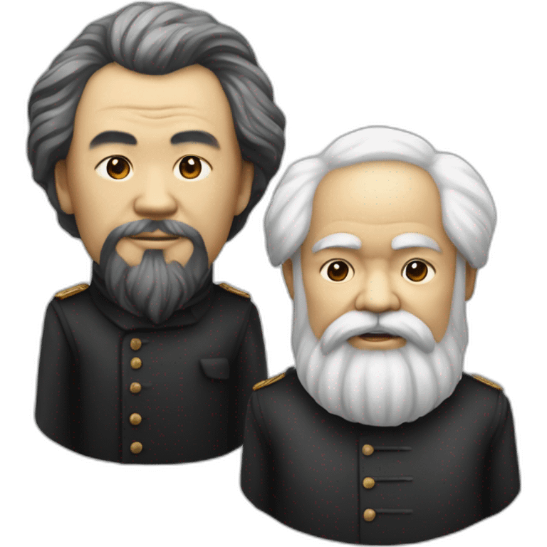 Li Hongzhi and Karl Marx, two human mentors, arm in arm emoji