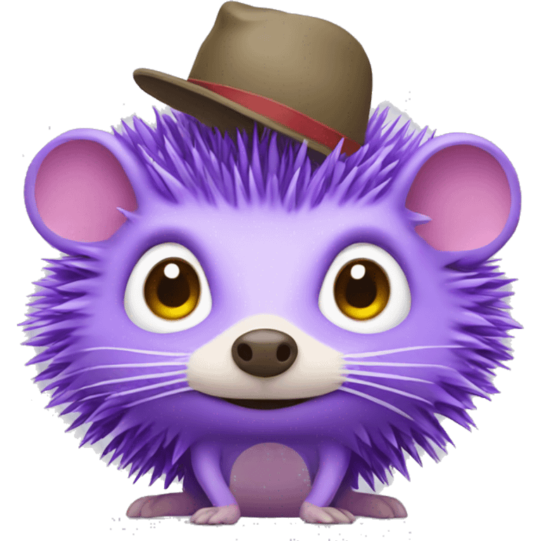 A purple hedgehog who wears a hat and has sneakers emoji