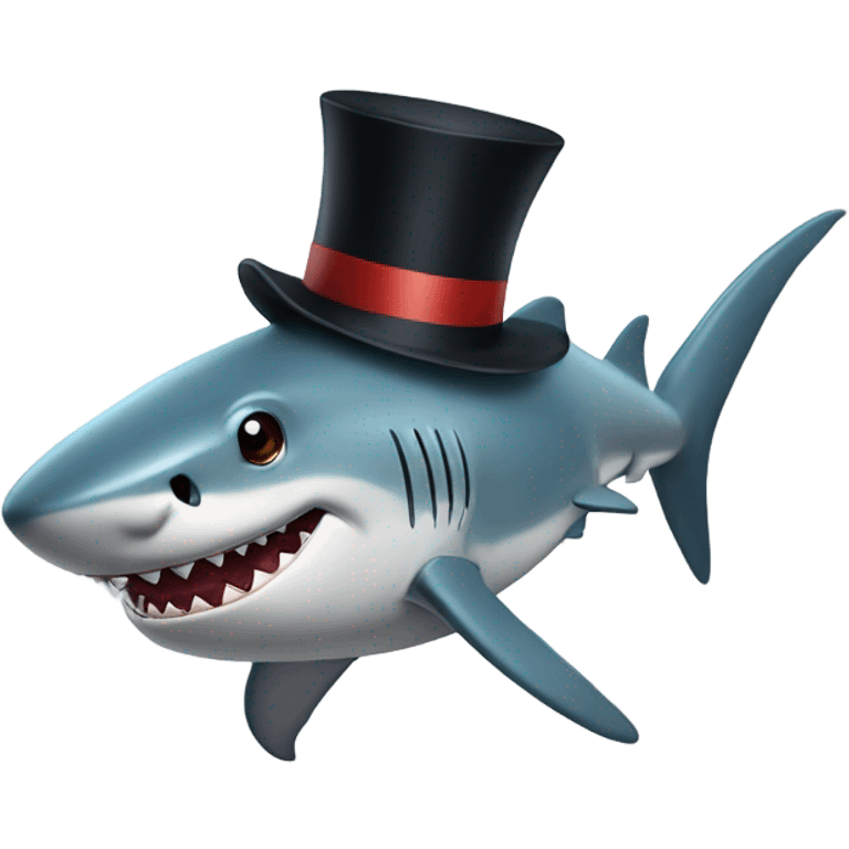 Shark with a top hat emoji