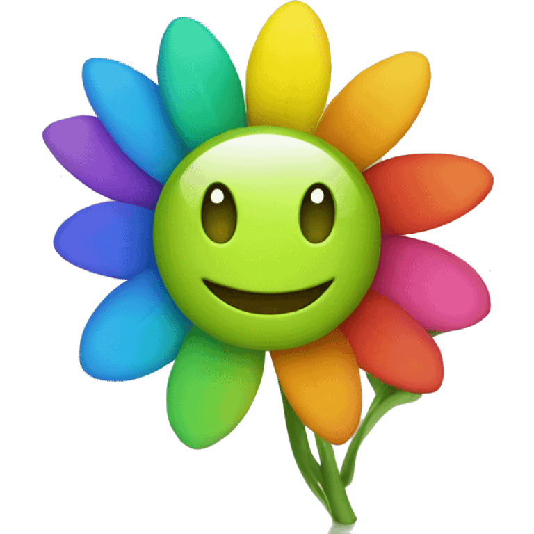 rainbow flower with face emoji