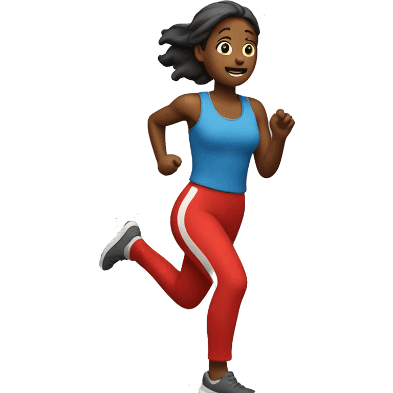 woman running with red trail behind emoji