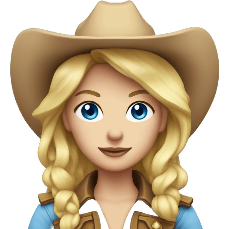 Blonde cowgirl, waist up, blue eyes emoji