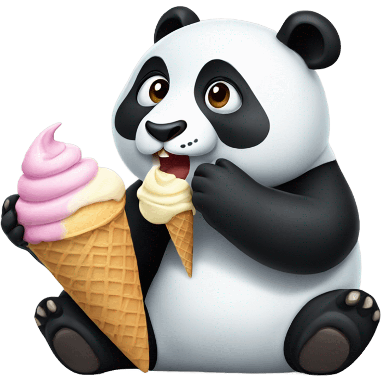 Panda eating ice cream emoji