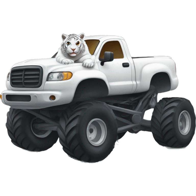 a white tiger in a monstertruck emoji