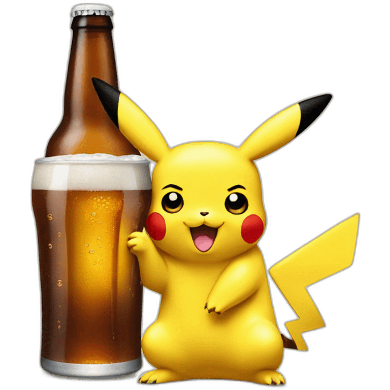 pikachu drink a beer emoji