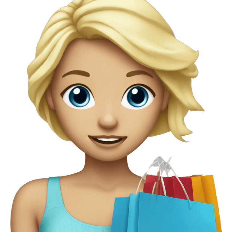 Blonde hair blue eye girl holding shopping bags  emoji