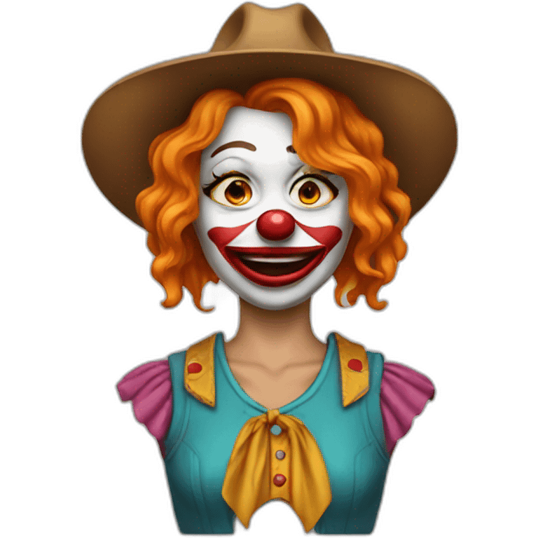 a crying cowgirl clown emoji