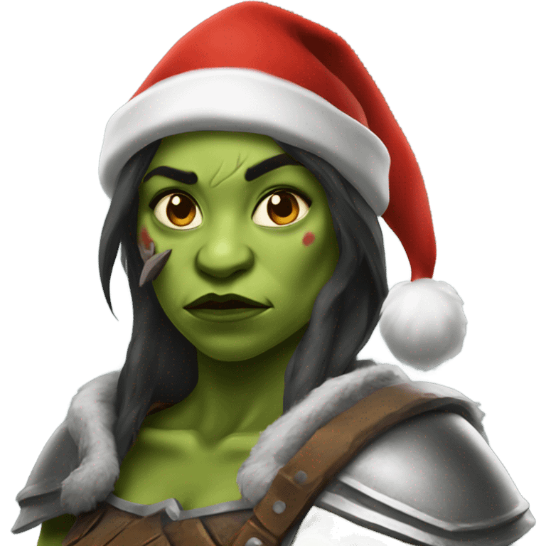 orc female warrior with santa hat emoji