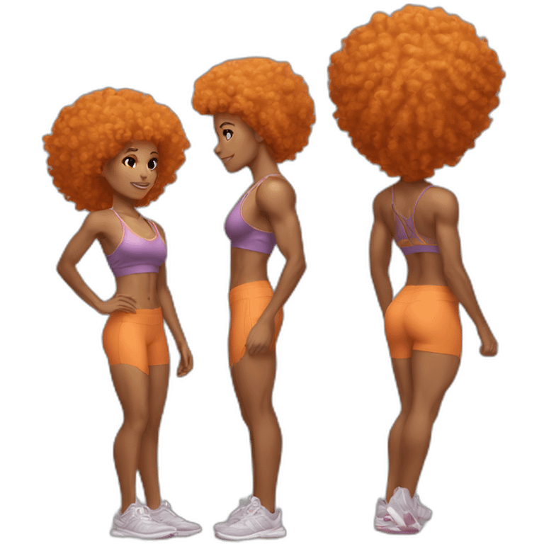 Light skin afro Orangehair in fitness emoji