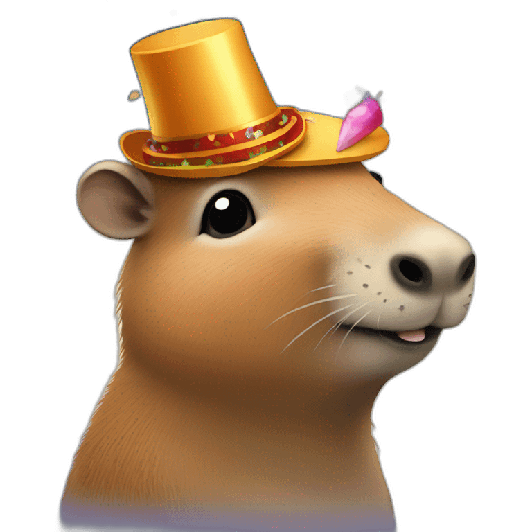 Capybara met feestmuts emoji