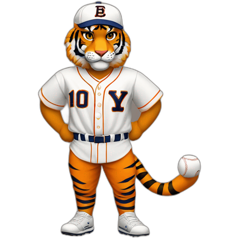 Tigre con camiseta de beisbol y la letra L emoji