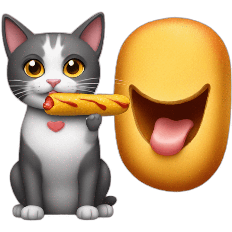 Cat eating corn dog emoji