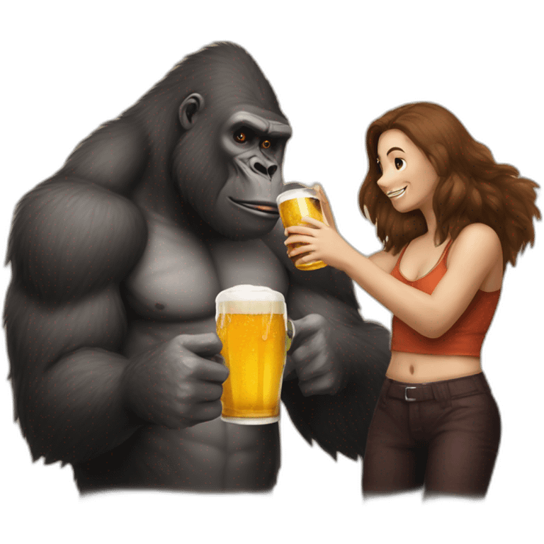 Buff Gorilla drinking beer with a girl emoji