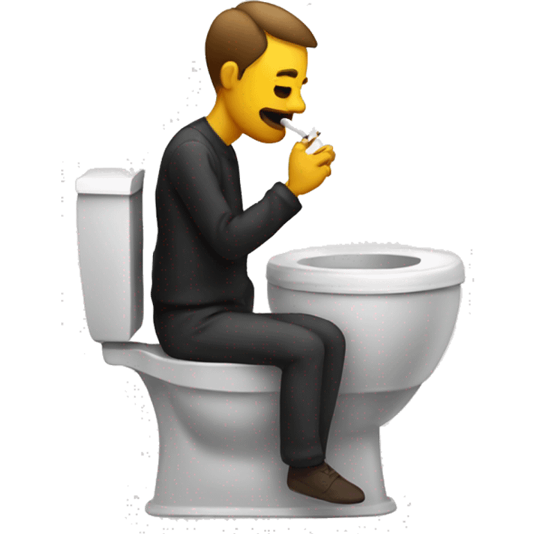 smoking a cigarette with coffee in hand on the toilet emoji