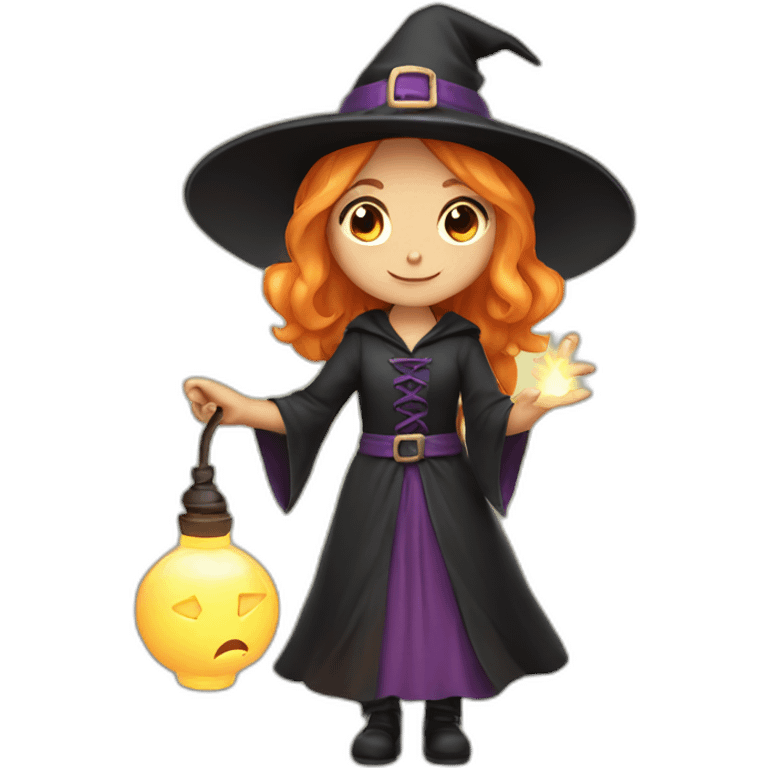 cute witch holding a light emoji