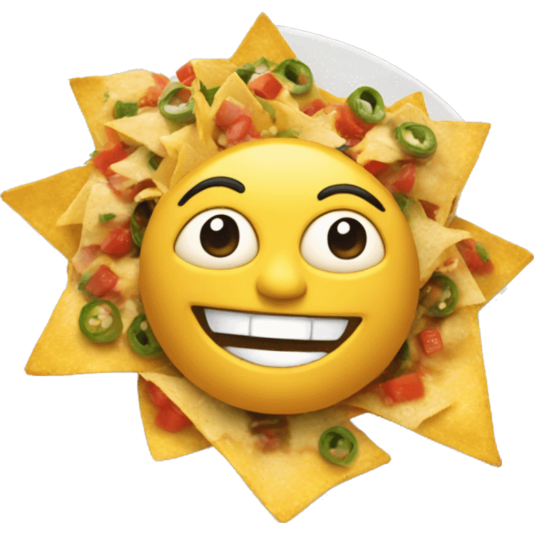 Smiling Supreme nachos on a plate emoji