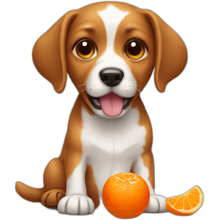 Dog eating tangerine  emoji