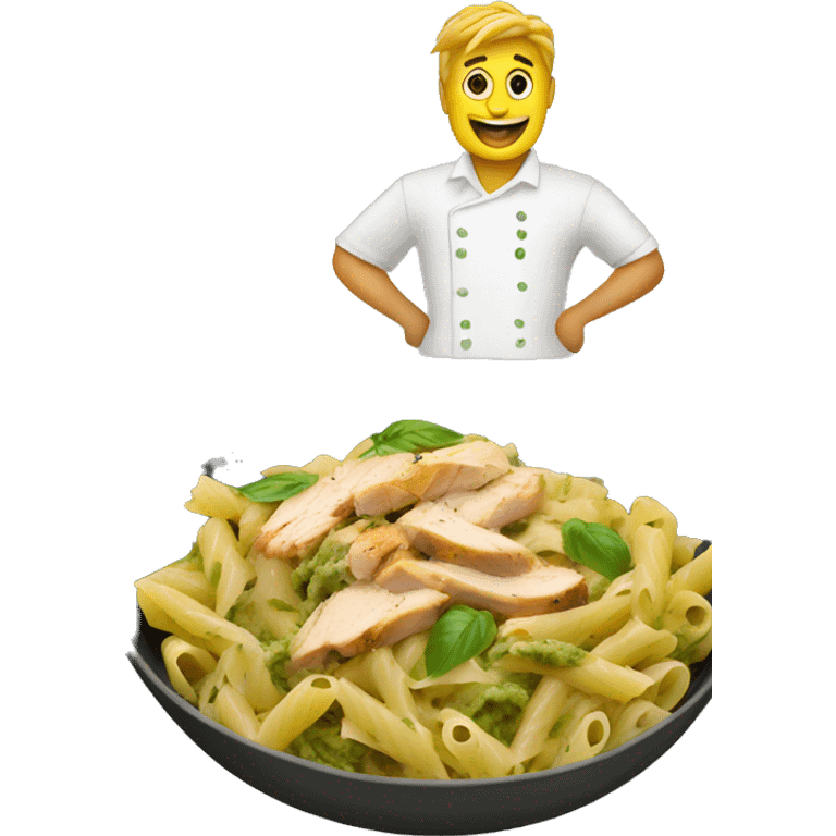 Pesto pasta with chicken emoji