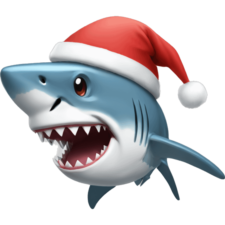 a shark with a christmas hat emoji