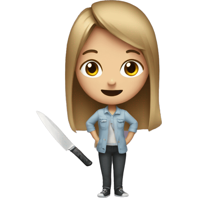 girl with knife and batterfly in her air emoji