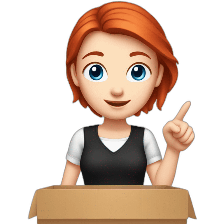 white-girl-red-hair-blue-eyes-black-blouse-pointing-to-a-box-to-her-right emoji