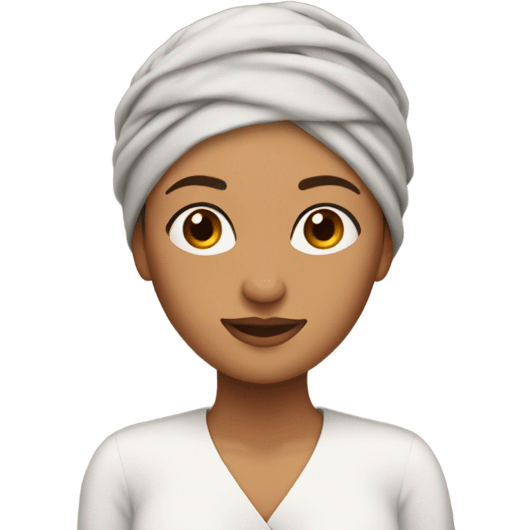 Woman wearing turban with some brunette hair falling to her shoulders  emoji