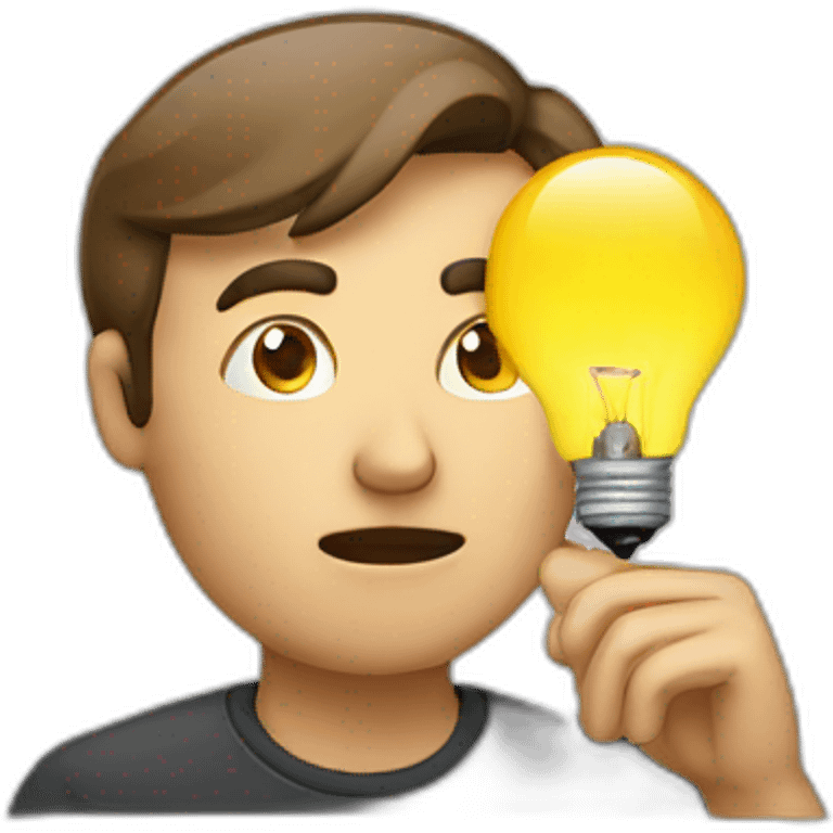 man thinking with bulb emoji