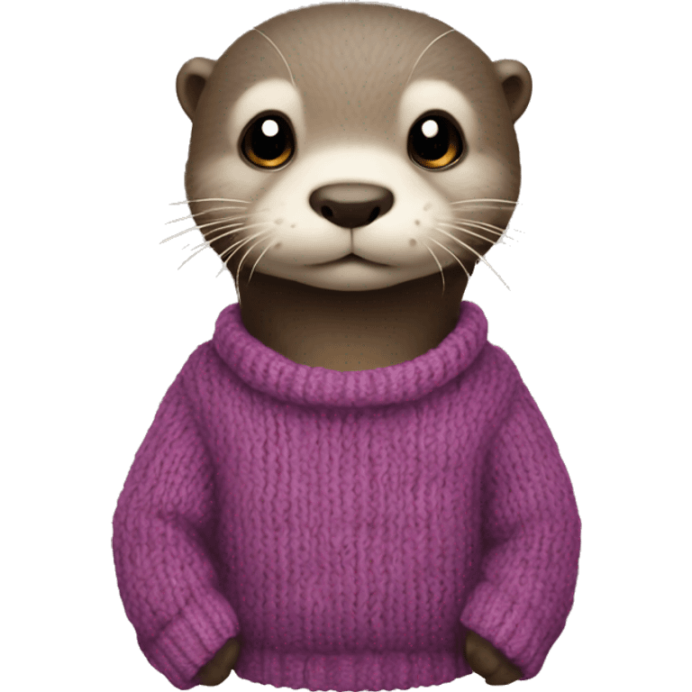 Cute otter with a knit sweater emoji