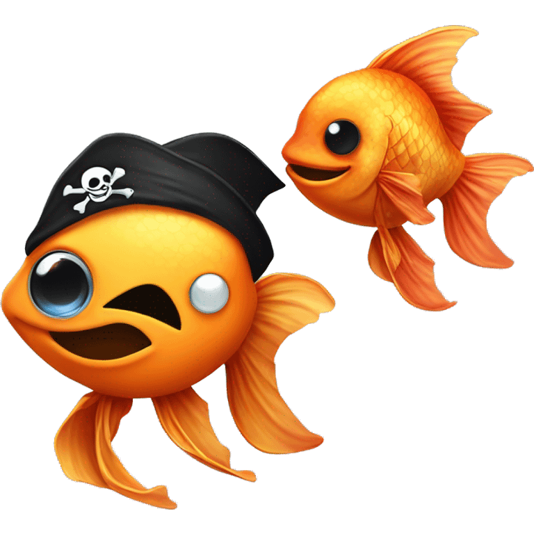 smiling goldfish pirate (eye patch and pirate smiling goldfish pirate with an eye patch and pirate bandana
 emoji