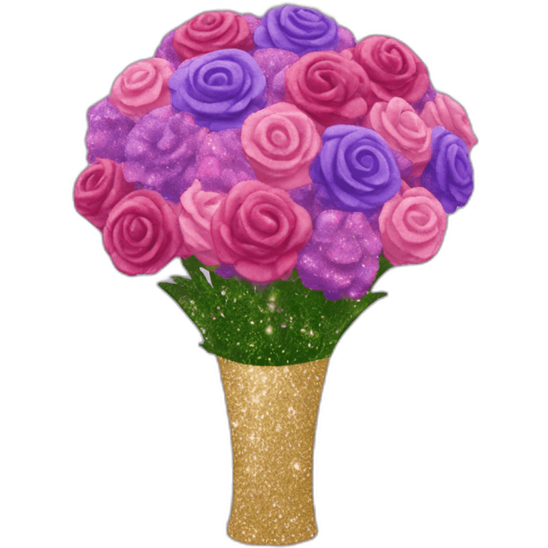 pink and purple glitter bouquet emoji