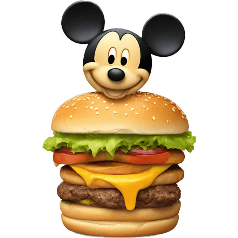 Mickey Mouse eating a burger emoji