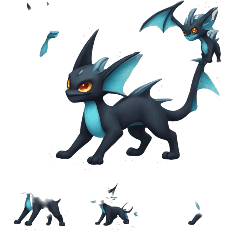 Black Edgy Ethereal Noivern-Vaporeon-Litten full body emoji