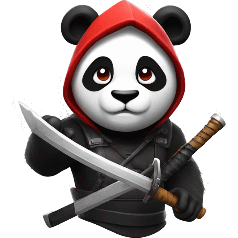 crea un emoji de un panda blanco y negro con una katana ojoa rojos en fortnite epico p emoji