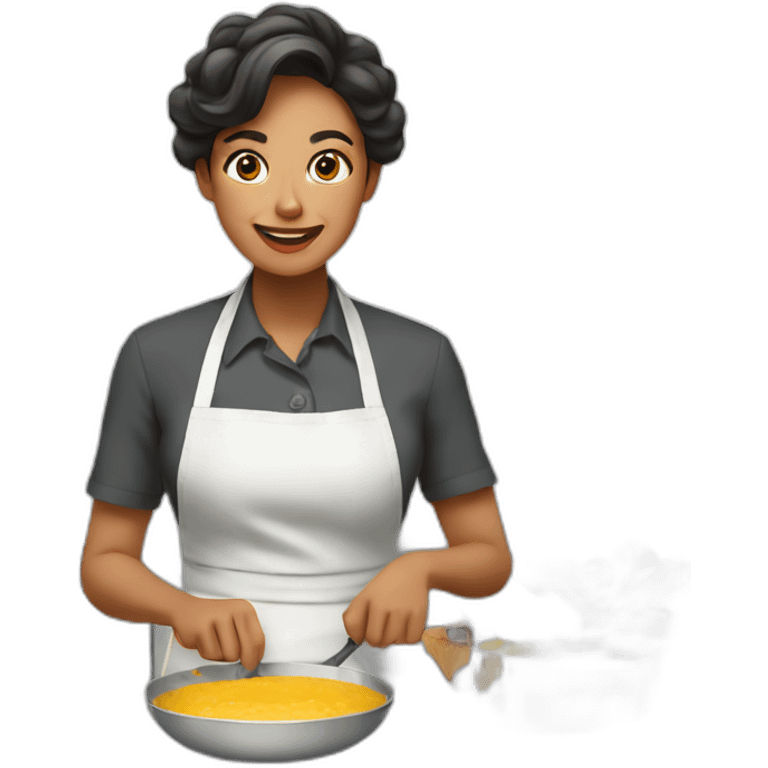 mujer - cocinando - rico emoji