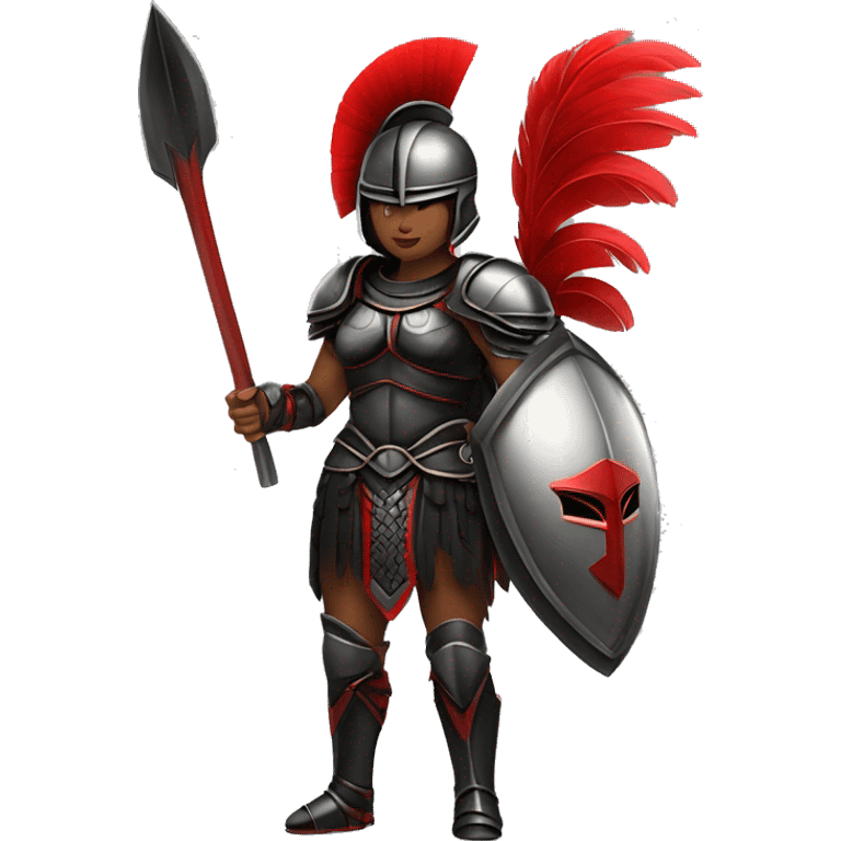 Fantasy spartan warrior female wearing detailed black armor with a red plumed helmet
 emoji