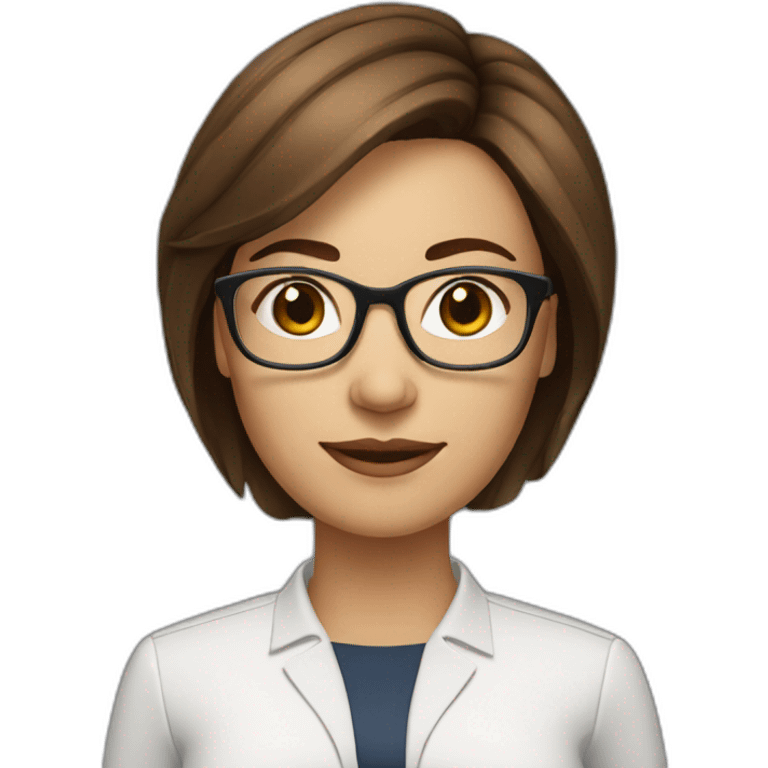 business women working at document short brown hair with glasses no tie emoji