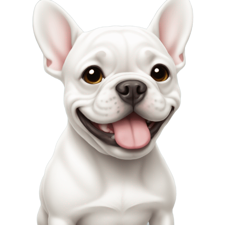 White frenchie dog cute emoji