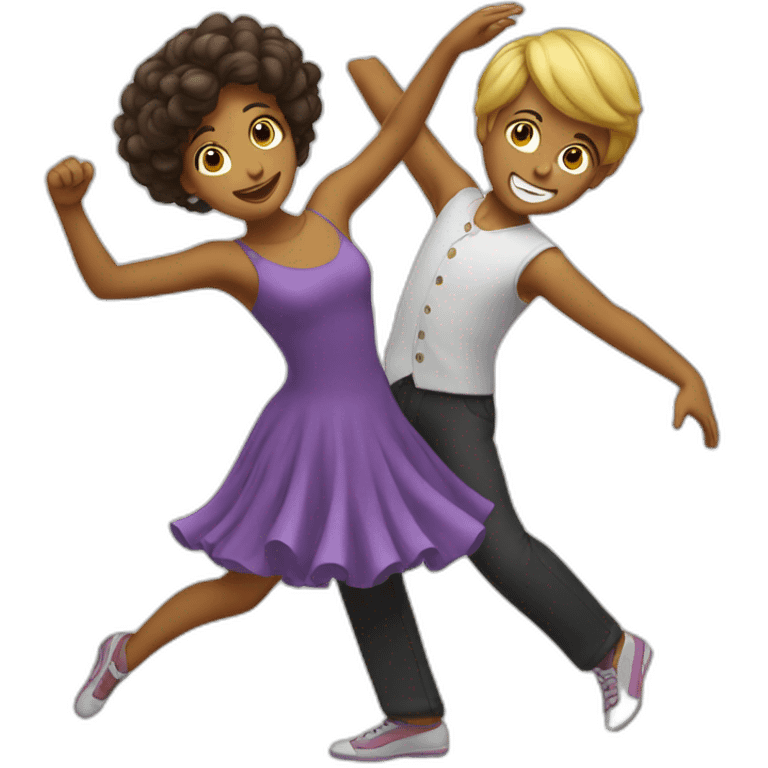 A boy and a girl ball dancing emoji