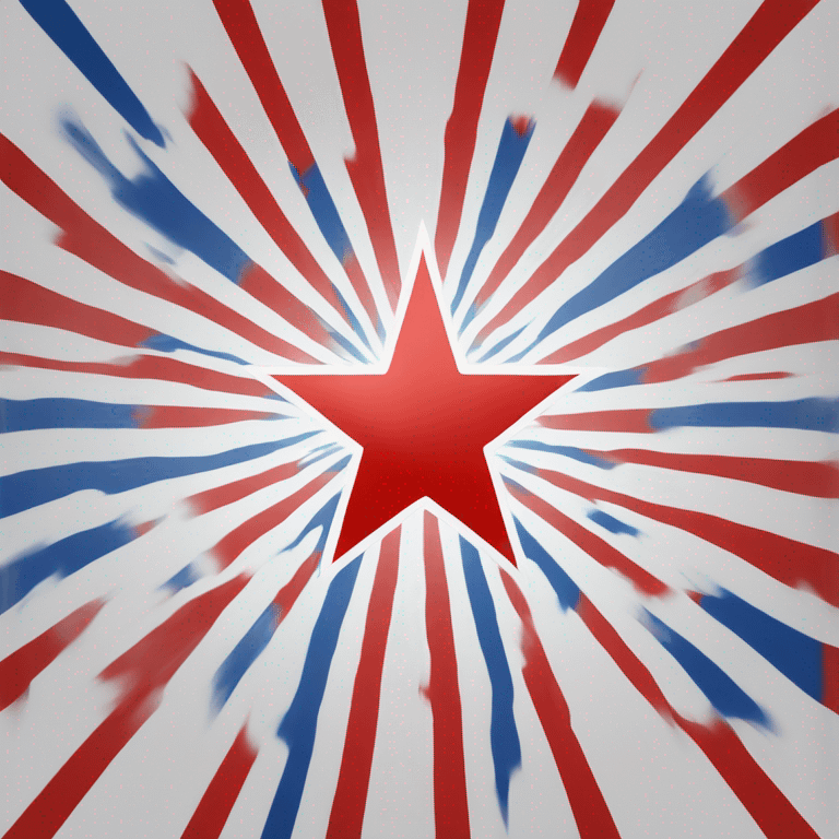 A rectangle flag that is blue on the top half and red on the bottom half.  A white star is in the center of the flag.  A white outline of a 12-star burst is outside the star. emoji