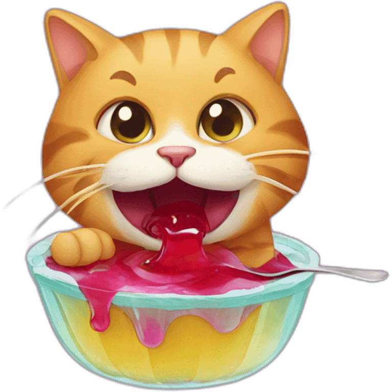 A cat eating a jelly  emoji