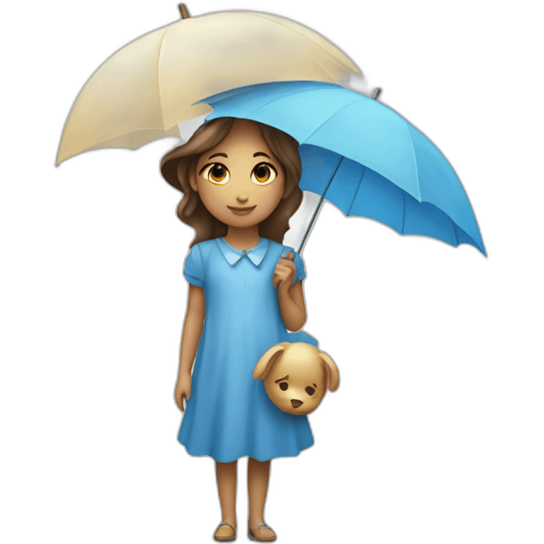 a dreamy girl а with an open blue umbrella emoji