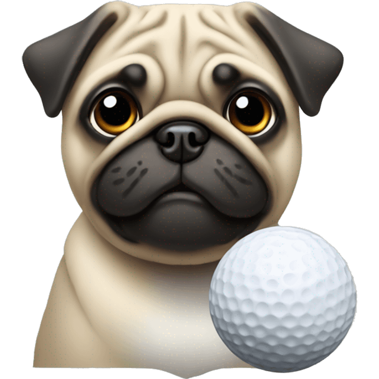 Pug with golf ball emoji