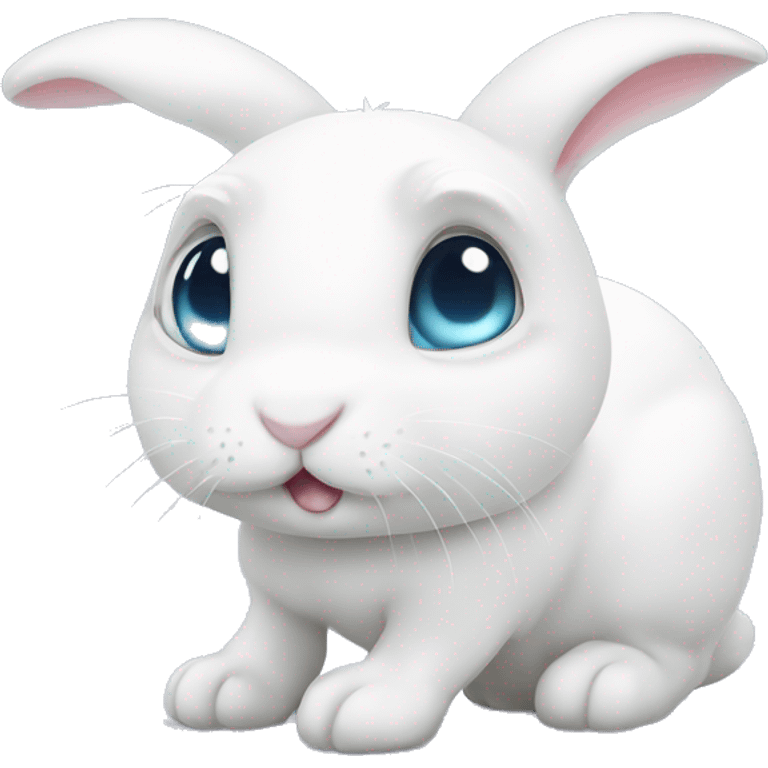 cute white bunny with three eyes emoji