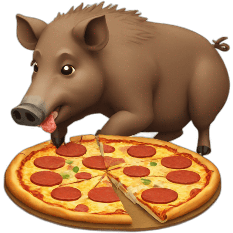 boar eating pizza emoji