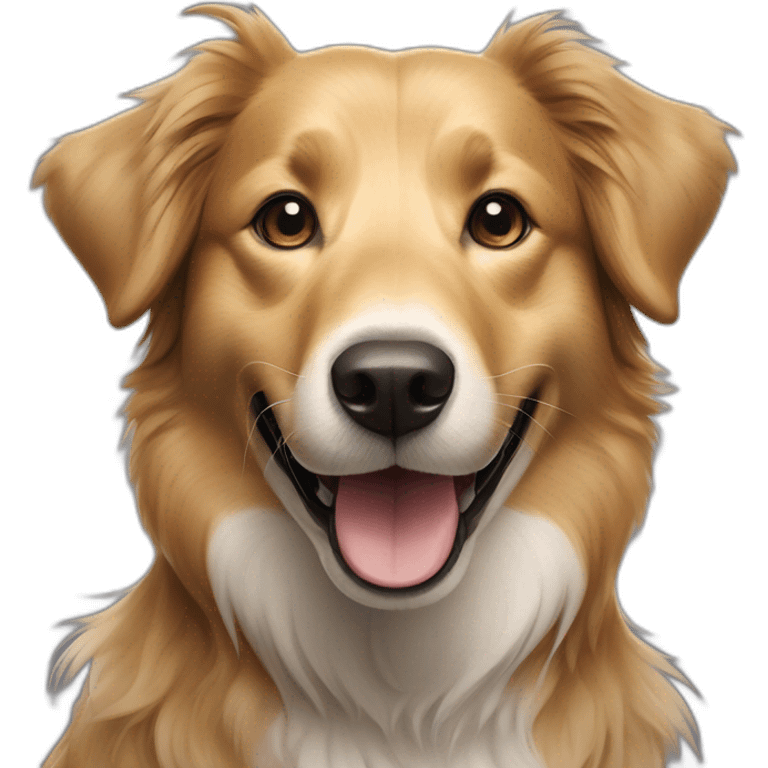 a black golden retriever border collie cross breed dog smilining emoji