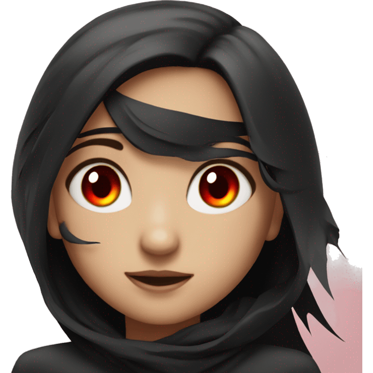 Flying girl with red eyes an black wings emoji