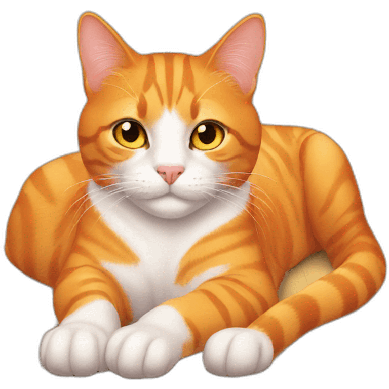 an orange cat lying on floor emoji