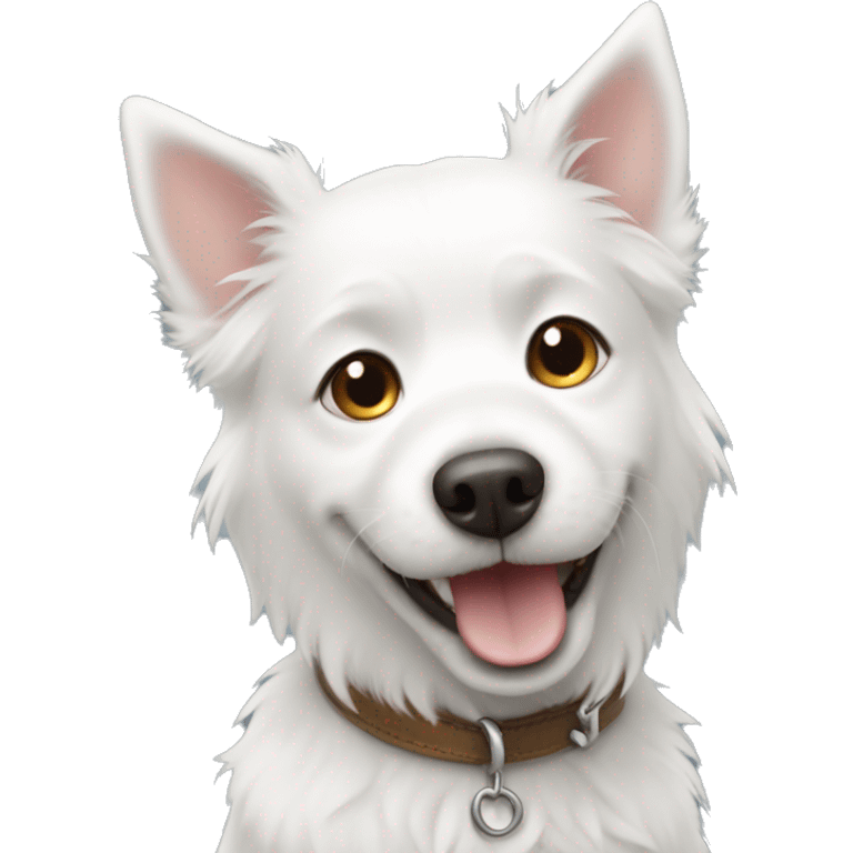 cute white dog like a animation character emoji