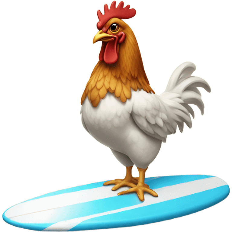 Chicken standing on surf board  emoji