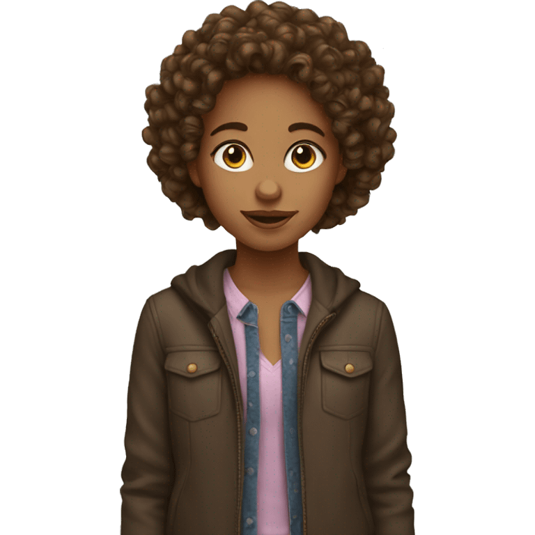 Girl with brown curly hair emoji